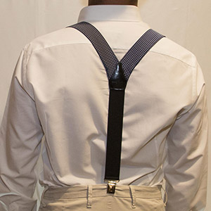Bretelle Seta Navy Pois Bianco<br/> H 3.6 cm
